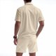 thumbnail image 4 of Eres Más Que una Camisa de Puntuación de Prueba Color Bloqueado Turndown Collar de Bolsillo Y Elástico de la Cintura Shorts Set, Vestido de Verano Casual de Poliéster, 4 of 9