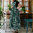 thumbnail image 3 of Uootdi Robes Chasubles pour Femmes Col Rond Sans Manches Motif Floral Poche Robes en Lin Décontractées Confortables Relax Maxi Robes Cadeau, 3 of 7