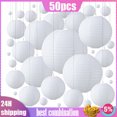 thumbnail image 2 of 50pcs 4''-14'' Mix Size White Paper Lanterns Wedding Decorations Japanese Lanterns Hanging Chinese Lampion Party Decor, 2 of 5