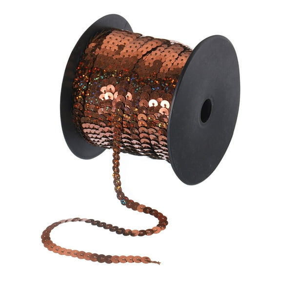 Uxcell 100 Yards x 0.24 Inch Flat Sequin Strip Laser Sequins Fabric Paillette Spangle Sequins Trim Bling Brown