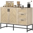 thumbnail image 1 of Oak Buffet Cabinet with Drawers & Adjustable Shelf - Kitchen Coffee Bar Storage, 46" Wide for Dining Room, Living Room, Entryway, 1 of 7