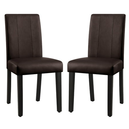 Subrtex Faux Leather Indoor Dining Chair Set of 2  Modern Mid-Century Chairs for Home  Brown