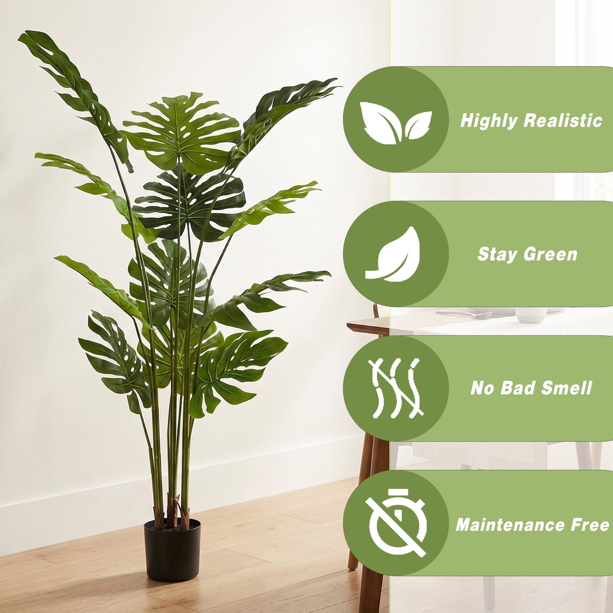 Easy4Home 4.6FT Artificial Plant Fake Tropical Potted Tree Indoor Faux Floor Plant for Home Office Decor