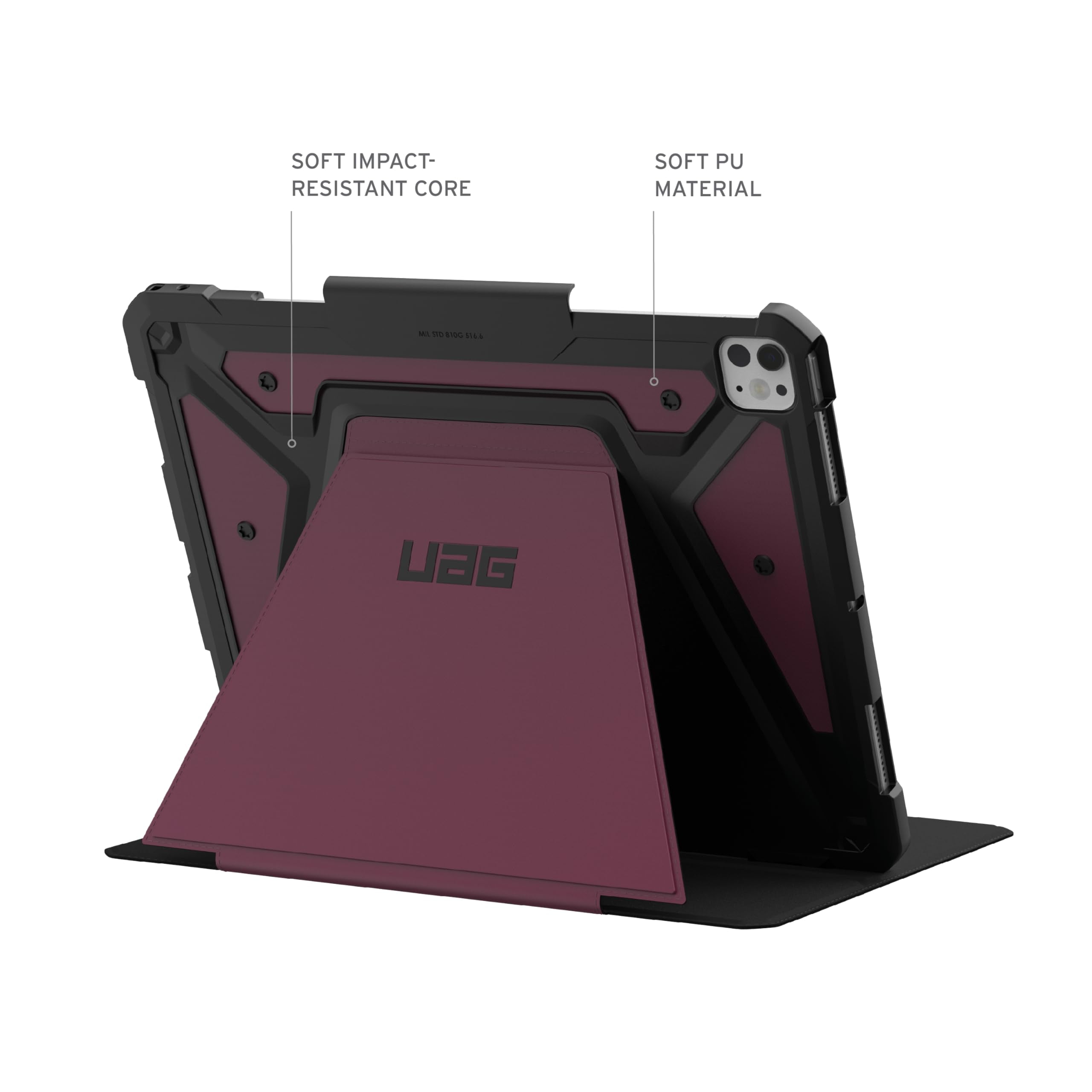 UAG iPad Pro 13" Case M5 2025 8th Gen, M4 2024 7th Gen A3360 A3361 A3362 A2926 Adjustable Multi-Angle Stand Pencil Holder Auto Sleep/Wake Folio Cover, Metropolis SE Bordeaux