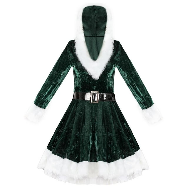 Traje de Miss Zulema Miss Santa Traje capucha y cinturón L verde