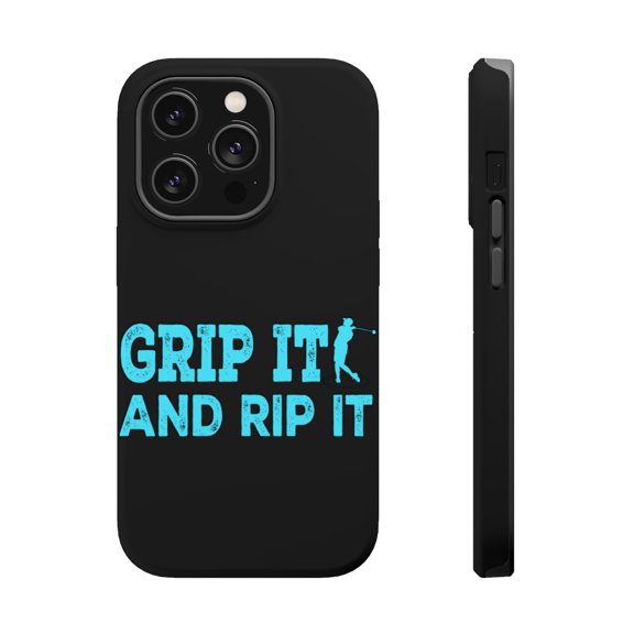 DistinctInk Tough Case for Apple iPhone 15 PRO (6.1" Screen), Compatible with MagSafe Charging - Golf Grip It And Rip It