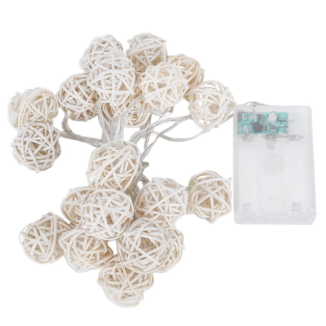 Guirnalda de luces con forma de bola de ratán, 3,1 m, 20LED, para Navidad, fiesta, jardín, paisaje decorativo