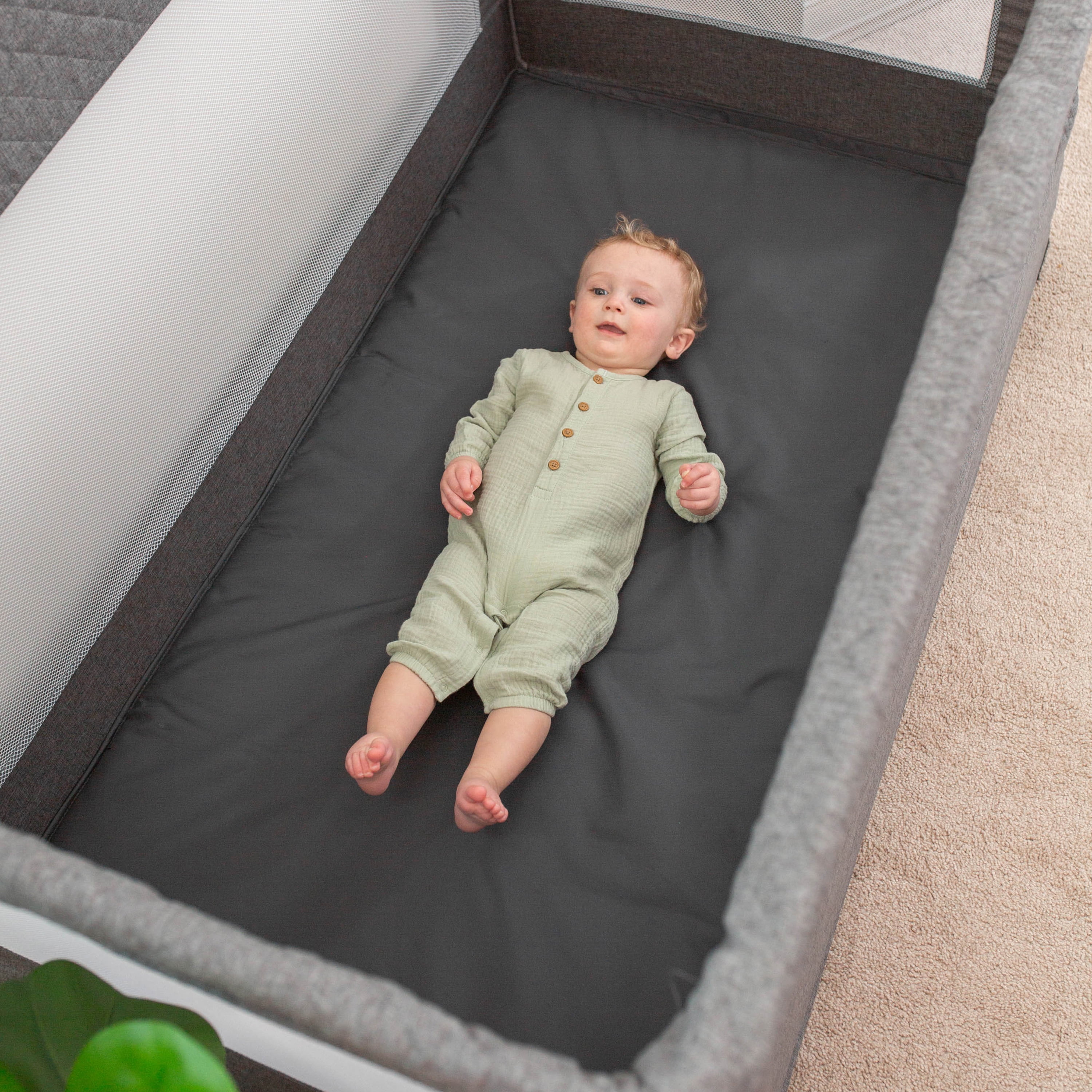 Baby Delight Lunaire Full Size Mesh Baby Crib & Playard, Charcoal Grey