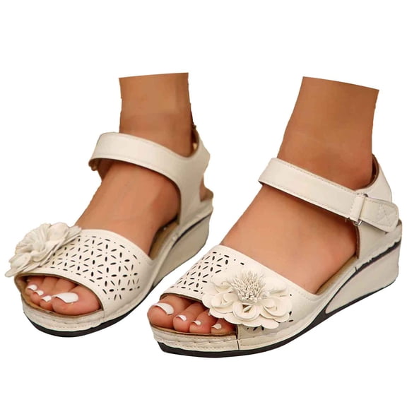 Wovix Women Trendy Sandals Open Toe Dressy And Casual Trendy Design Shoes Simple Beach Shoes Indoor Outdoor Shoes Beige 37