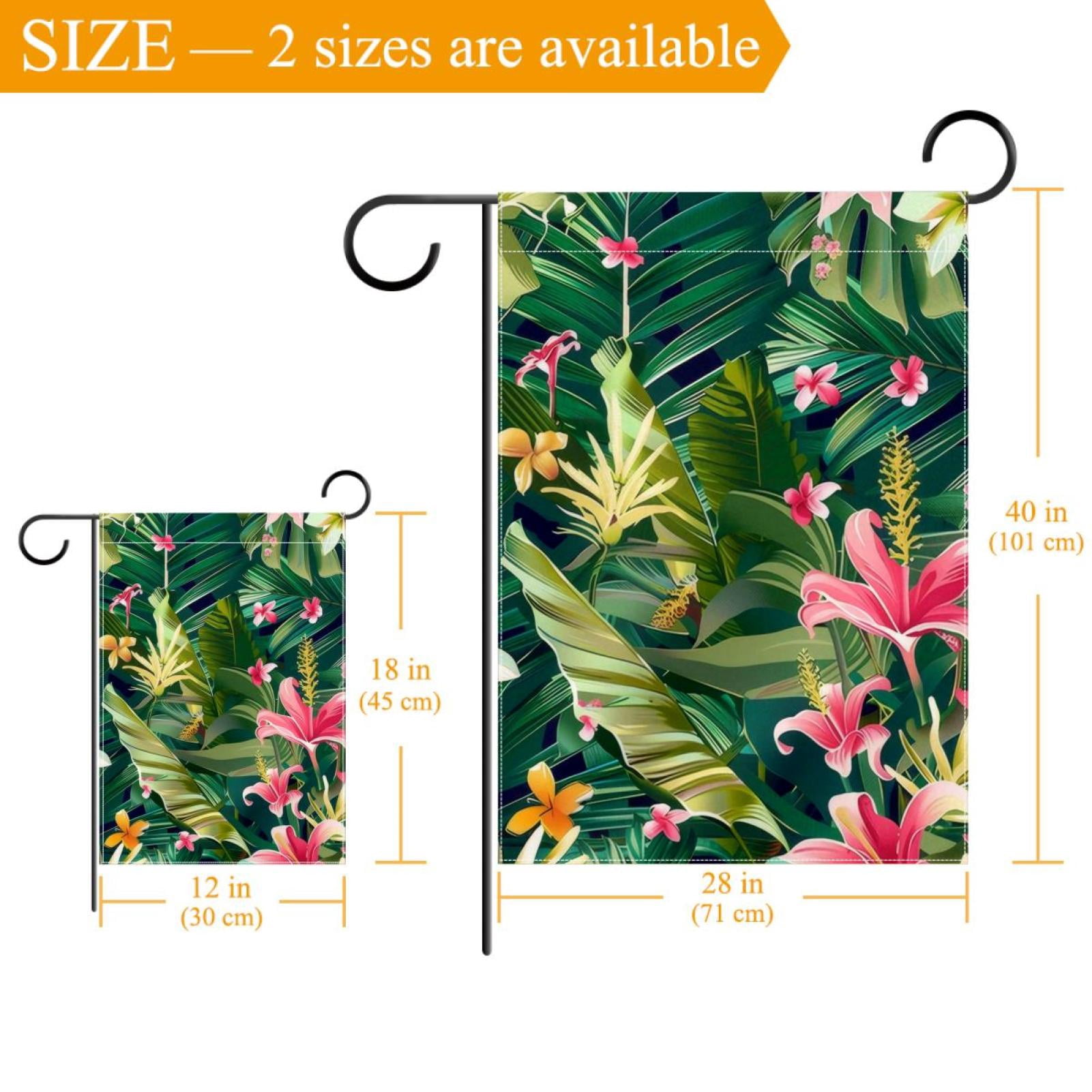 Tropical Floral Pattern Double Sided Garden Flag Decorative Weather Resistant Yard Flag, Large DIY Vertical Flag for Farmhouse Patio Lawn, 28x40 Inch