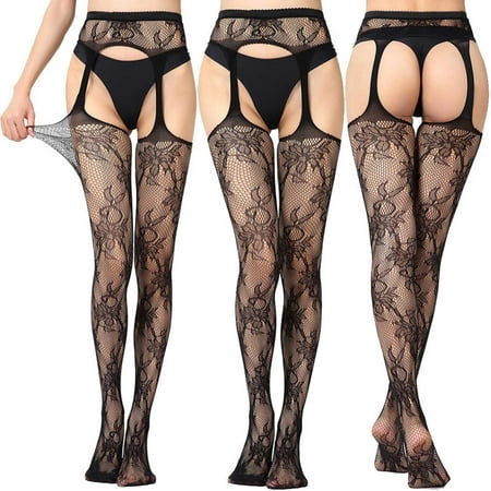Sentmoon Lingerie for Women Women Sexy Lace Mesh Lingerie Net Lace Top Garter Belt Thigh Stocking Pantyhose Women s Lingerie  Sleep & Lounge Valentines Day Gifts for Her Fall Saving
