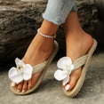 thumbnail image 2 of Mepaouo Women's Floral Flip Flops Open Toe Linen Slip on Slide Thong Sandal Summer Vacation Slippers, 2 of 8