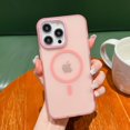 thumbnail image 2 of Compatible with iPhone 15 Pro Frosted Case Magnetic Wireless Charging Case for Men Women Slim Soft TPU Cover Fashion Luxury Protection Shockproof Translucent Matte Phone Case, Pink, 2 of 10