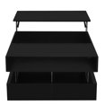 thumbnail image 6 of Duxelifin Lift-Top Coffee Table with 2 Drawers and RGB Lights, Modern Square Coffee Table with Glass Top and High-Gloss Finish, Hidden Space for Living Room, Black, 6 of 9