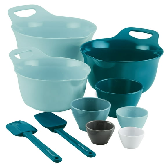 Rachael Ray 10 Piece Melamine Mix and Measure, Light Blue and Teal