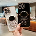 thumbnail image 3 of for iPhone 11 Pro Max Case ,Pasteable Hidden Astronaut Kickstand Stand ,Upgrade Gold Trim Shockproof Corners Bracket Cover Cute for Women Men for iPhone 11 Pro Max Case (for iPhone11ProMax,black), 3 of 12