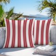thumbnail image 3 of Throw Pillow Covers 26x26 Inch Set of 2, Red Striped Waterproof Outdoor Pillow Covers, Modern Thin Line Vertical Stripes Decorative Cushion Pillowcases for Couch, Sofa, Bed, Garden, Patio, 3 of 9