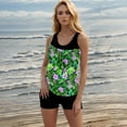 thumbnail image 5 of Swimsuits for Women Scoop Neck High Waisted Shorts Two Piece Tankini Sets Smooth Tropical Floral Palm Print Racerback Loose Fit Tummy Control Flattering Beachwear, 5 of 8