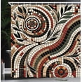 thumbnail image 3 of Ambesonne Boho Shower Curtain, Oriental Mosaic Look Leafy Art, 69"Wx75"L, Raspberry White Dark Grey, 3 of 4