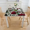 thumbnail image 3 of nygtbtfer Christmas Tablecloth Rectangle Green Flower Fabric Table Cloth Washable Table Cover for Picnic Dinner Table Home Kitchen Christmas Party Decoration, 3 of 7