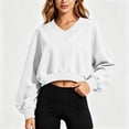 thumbnail image 4 of Cropped Hoodie for Womens Casual Crewneck Sweatshirts Workout Long Sleeve Drawstring Hooded College Teen Preppy Crop Tops Clothes 2026, 4 of 6