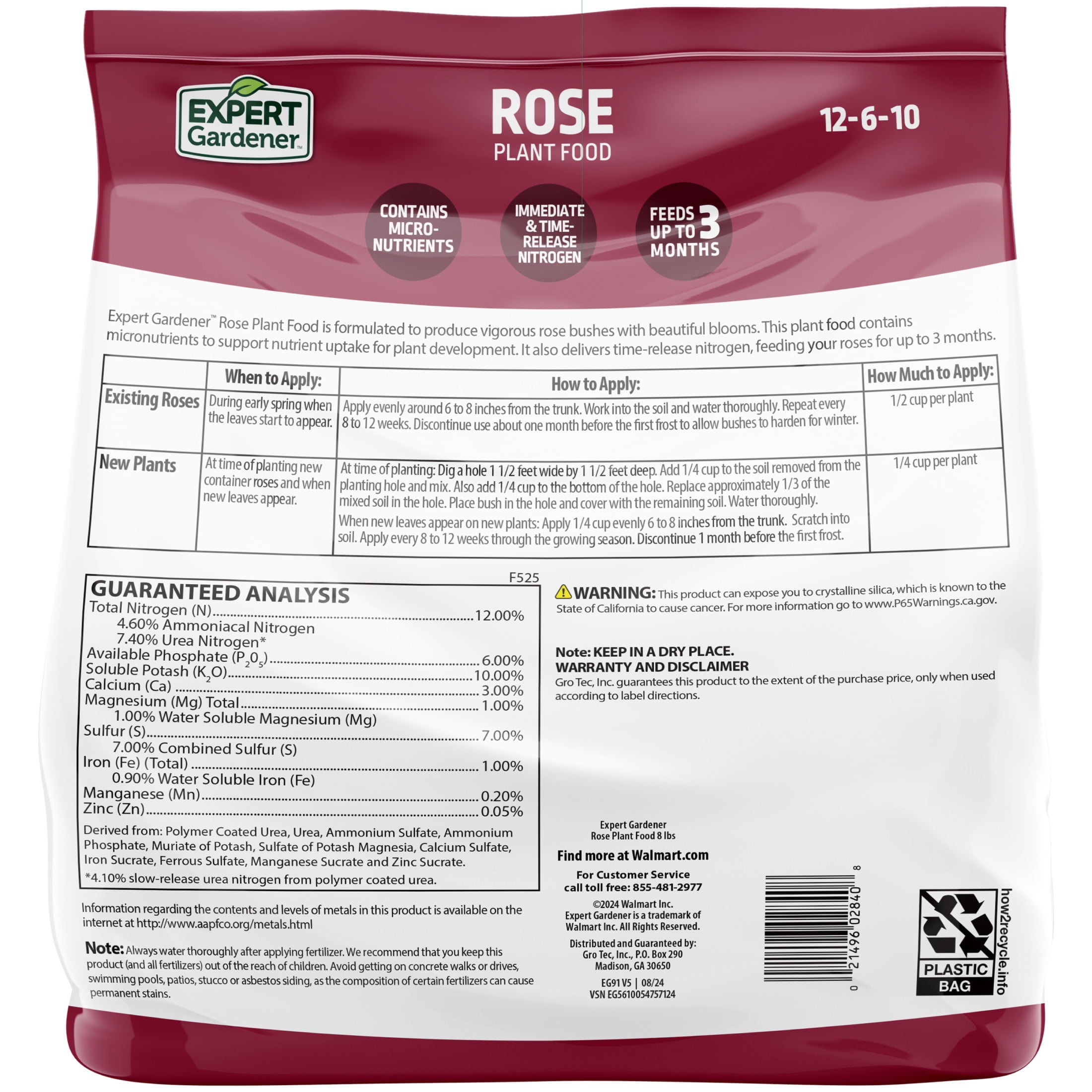 Expert Gardener Rose Plant Food Fertilizer 12-6-10, 8 lb.