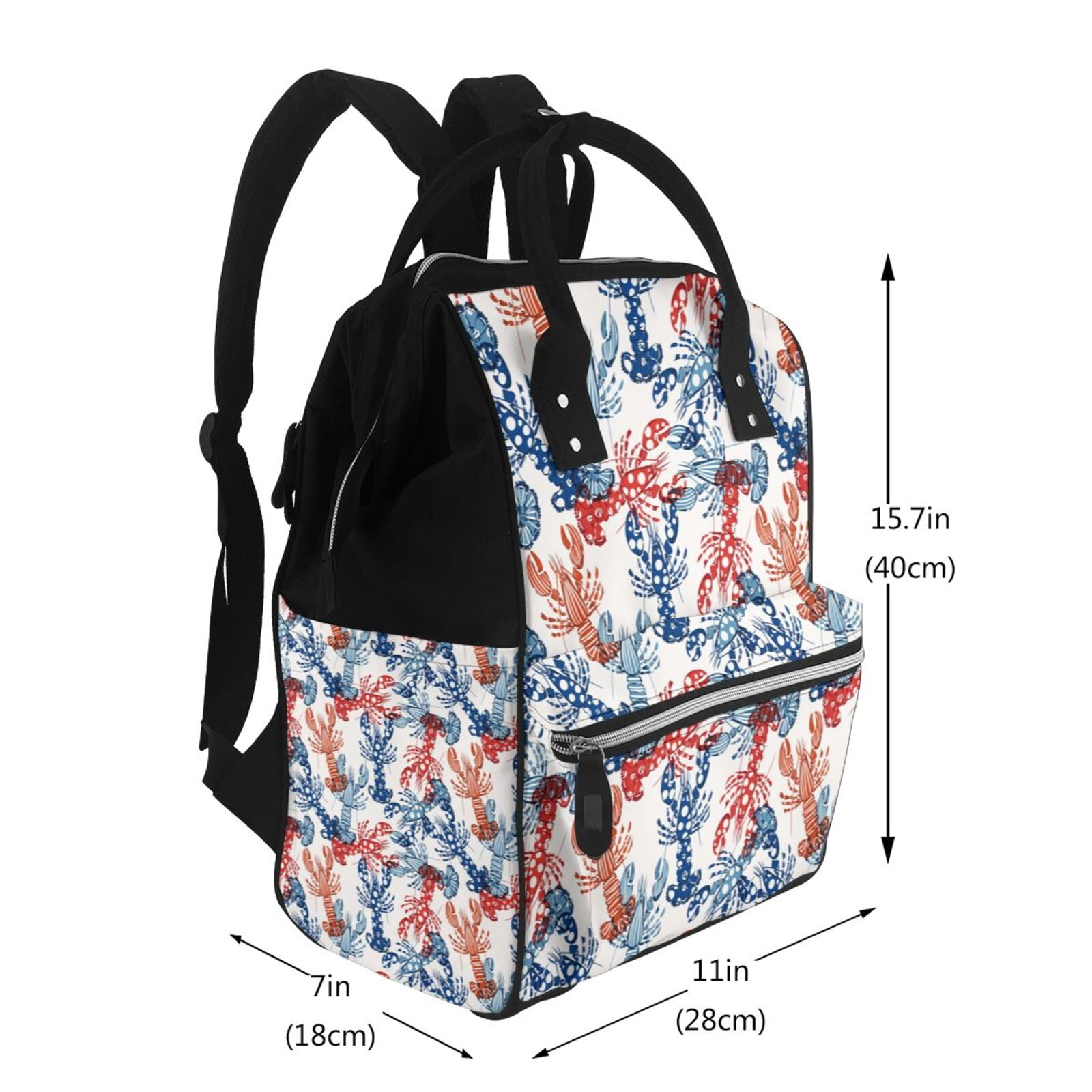 Ratiio Red Lobster Mummy Backpack - Waterproof Twill Canvas, Large Capacity Diaper Bag with Multiple Pockets and Adjustable Straps