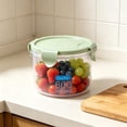thumbnail image 2 of JHyouerji Clear Plastic Storage Canister Green Stackable Dry Food Container Jar for Pantry Grains Nuts Cereals Snacks and Kitchen Organization, 2 of 6
