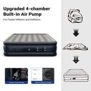 iDOO 18 King Size Air Mattress, Inflatable Airbed with Built-in Pump, 700lb Max