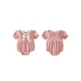 thumbnail image 2 of BemeyourBBs Newborn Baby Girl Summer Clothes Bubble Rompers 0 3 6 12 18 24 Months Bowknot Decor Front Buttons Ruffled Short Sleeve Infant Princess Bodysuits Jumpsuits Playsuits, 2 of 6