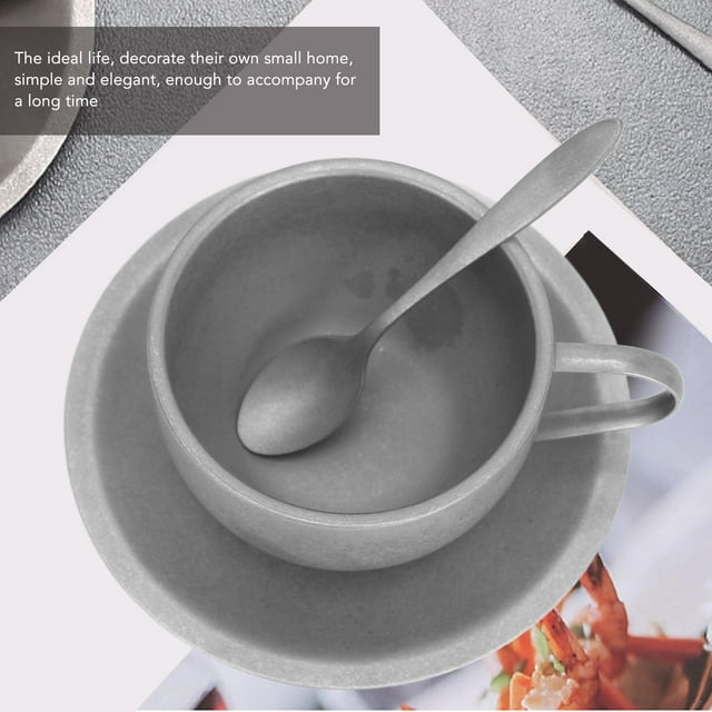 Juego de tazas de café aisladas de acero inoxidable con tapete para cuchara, taza de café Retro de doble capa para acampar en casa, 180ml
