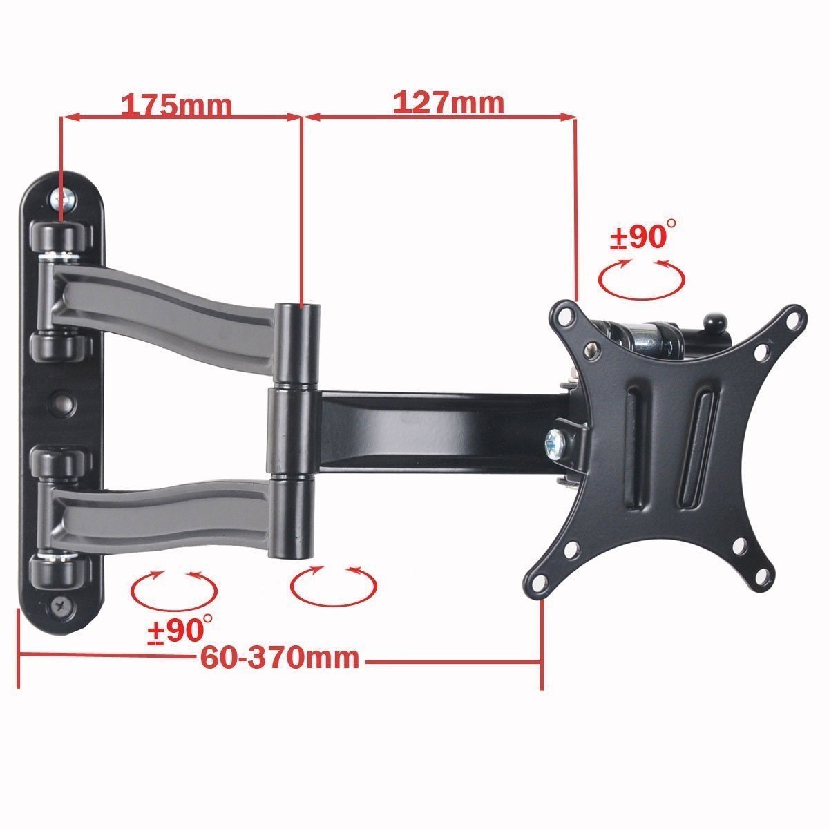 VideoSecu Articulating TV Monitor Wall Mount for 15"-29" Tilt Swivel LCD LED Full Motion Flat Panel Screen Bracket with mounting hole patterns 100x100/75x75mm, Removable Plate CYK - image 3 of 3