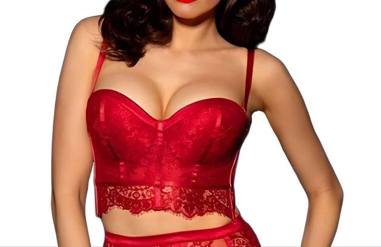 HONEY BIRDETTE Women's Maria Corset PushUp Bra, Red, 38D