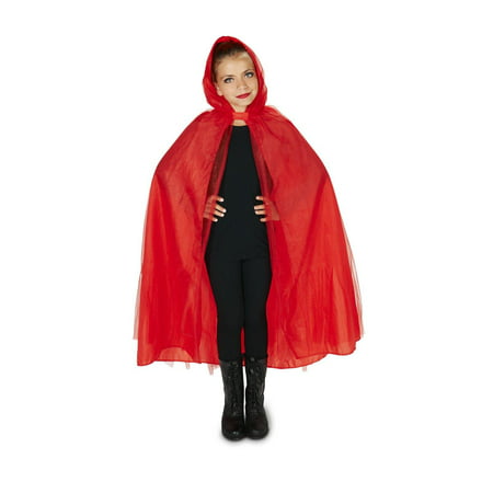 Hooded Lined Red Mesh Child Cape