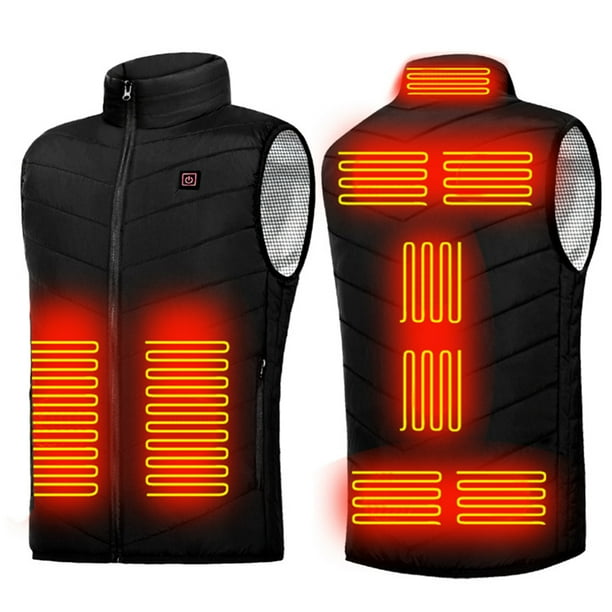Chaquetas unisex con calefacción eléctrica a prueba de viento para deportes de invierno Senderismo (2XL) Negro