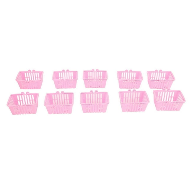 10pcs Dollhouse Shopping Basket Exquisite Reusable Miniature Basket for DIY Crafts Miniature Scene Decoration Pink