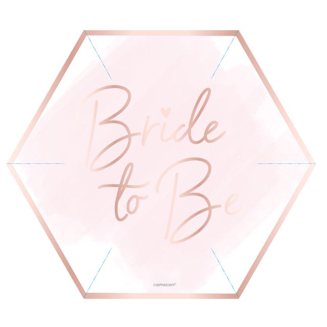 Amscan - Platos para Fiesta Diseño Hexágono Team Bride de Papel - Pack de 8 (Rosa)