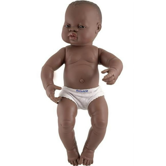 Miniland 31004 Newborn Baby Doll African Girl 15"