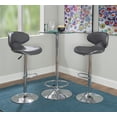 thumbnail image 2 of Agnes 3-Piece Metal and Glass Pub Table Set, Gray Faux Leather, 2 of 8