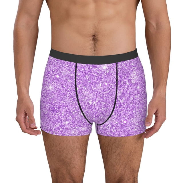 Balery Lilac Glittering Calzoncillos bóxer para hombre, ropa interior de algodón suave y transpirable con cinturilla de nailon-Small
