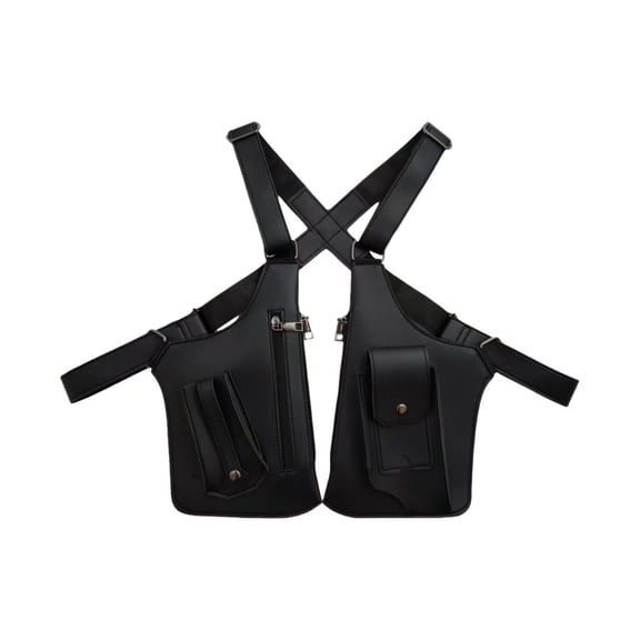 Double Shoulder Armpit Bag for Men, Fashion Leather Double Shoulder Straps Holster Wallet Adjustable Oxford Cloth Underarm