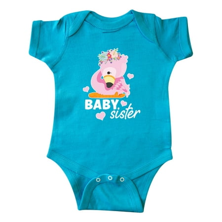 

Inktastic Cute Flamingo Baby Sister with Hearts and Flowers Gift Baby Boy or Baby Girl Bodysuit