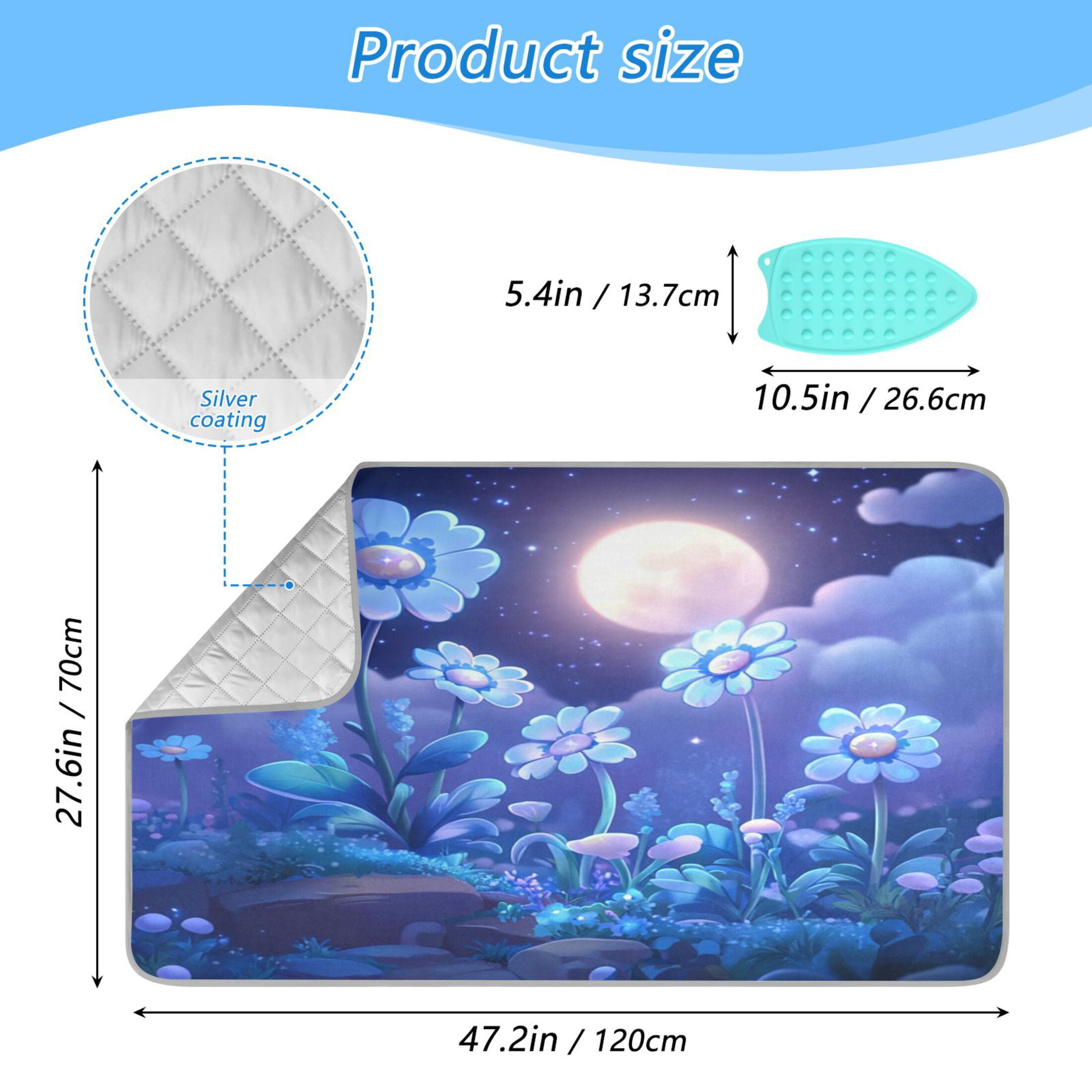 Ironing Mat Portable Ironing Blanket for Table Top Travel Ironing Pad for Washer Dryer 27.6" x 47.2" Glowing Flowers