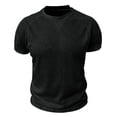 thumbnail image 3 of LWavelet Waffle Knit Men's T-Shirt Breathable for Everyday Casual and Relaxed Wear Black M, 3 of 5