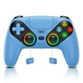thumbnail image 2 of Dinosoo RGB Wireless Controller for PS5/ 5 PC, Bluetooth Controller with Turbo, Macro, Dynamic Vibration, 6-Axis Motion , 3.5mm Audio , 1000mAh Battery, Speaker - Blue, 2 of 8