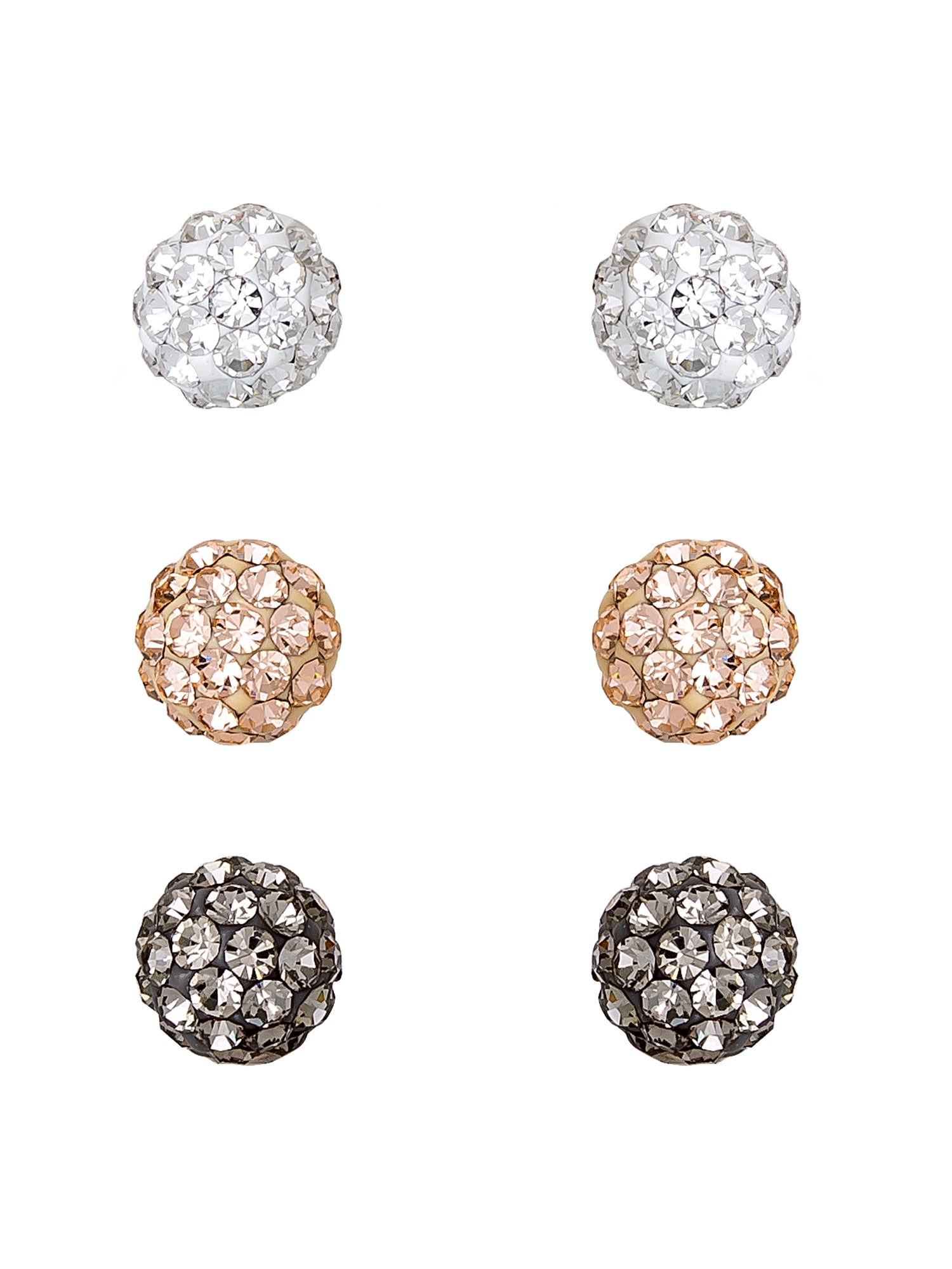 Sterling Silver Multi Crystal 3 Piece Earring Set