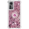 thumbnail image 2 of Glitter Clear Sparkly Bling Case for Xiaomi 12 Lite, Rugged Shockproof Flowing Liquid Floating Cover for Women with Ring Holder Phone Case for Xiaomi 12 Lite  Rose Gold, 2 of 14