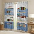 thumbnail image 2 of Homewish Farmhouse Lake House Black Out Curtains, Blue Grey Lodge Cabin Curtains Pack of 2 (42x63 Each), Cartoon Boat Paddle Bedroom Curtains, Curtains and Drapes Decor, 2 of 6