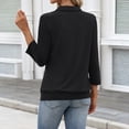 thumbnail image 3 of Womens Collared V-Neck 3/4 Sleeve Loose Fit Polo Shirts Summer Business Casual Tops, 3 of 6
