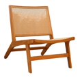 thumbnail image 3 of veasfak Wood Frame Handwoven Rattan Lounge Chair Multipurpose for Balcony 63x70x73cm Brown, 3 of 8